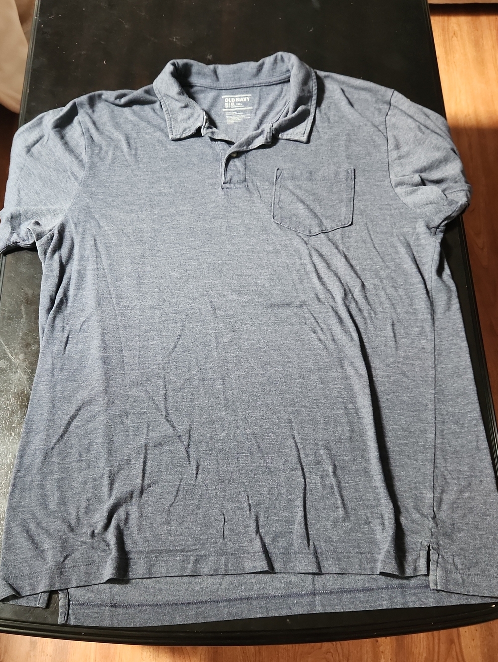 Old Navy Men's Heather Blue Polo with Chest Pocket